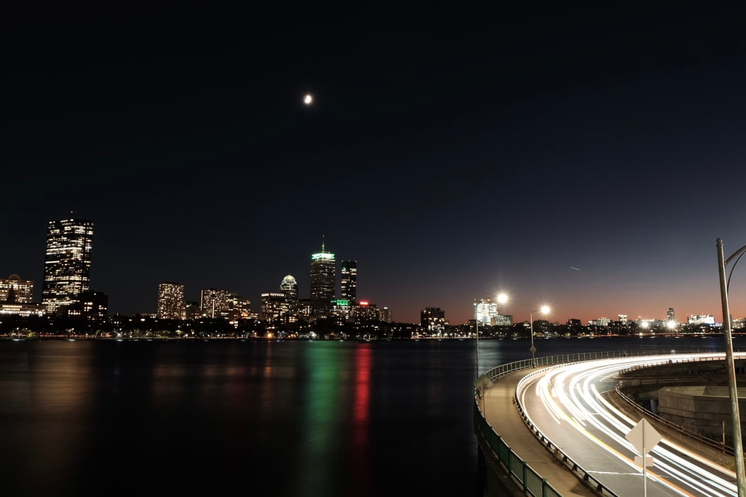 Boston skyline, long exposure